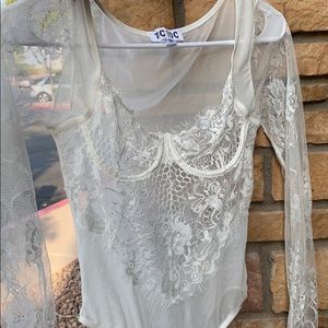 White sequins lingerie bodysuit never worn